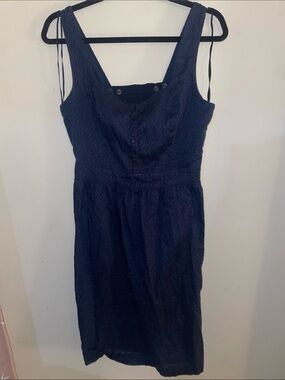 Fat Face Navy Eyelet Dress with Button Front